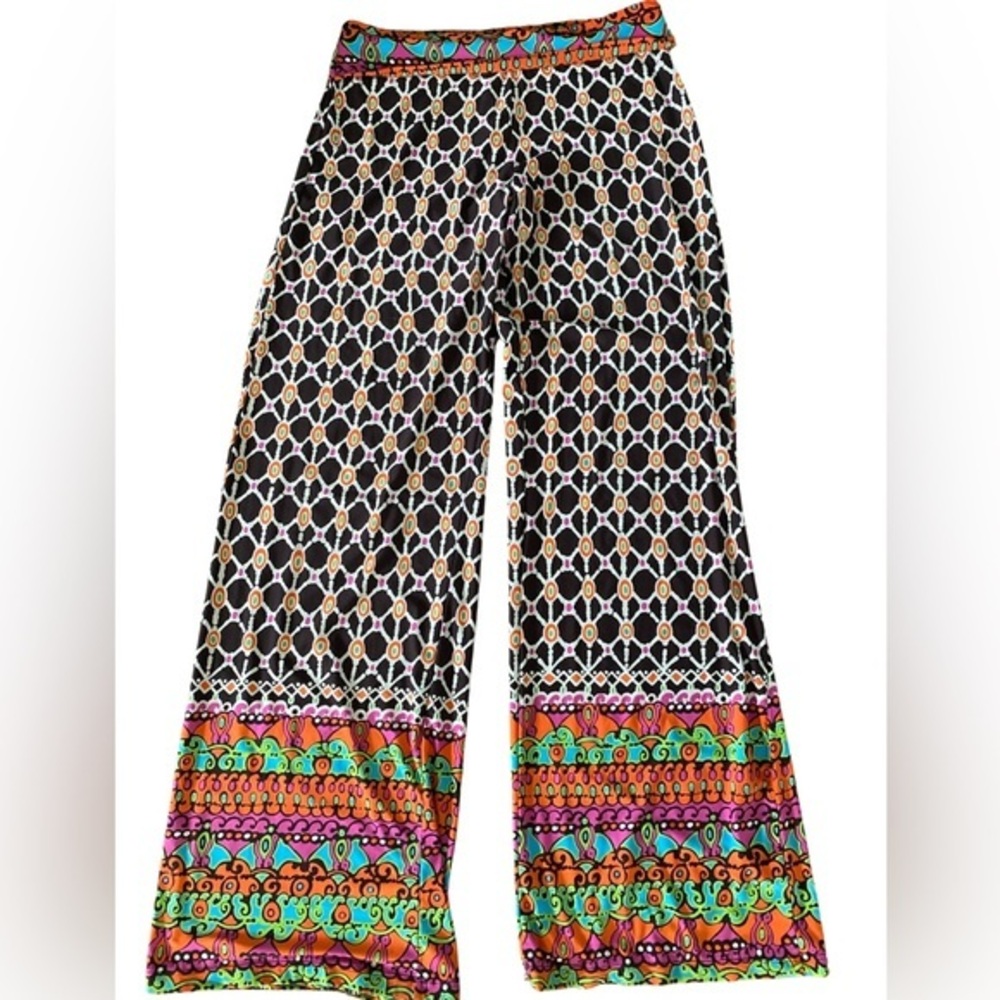 Trina Turk Lounge Pants - M black , green pink , polyester spandex